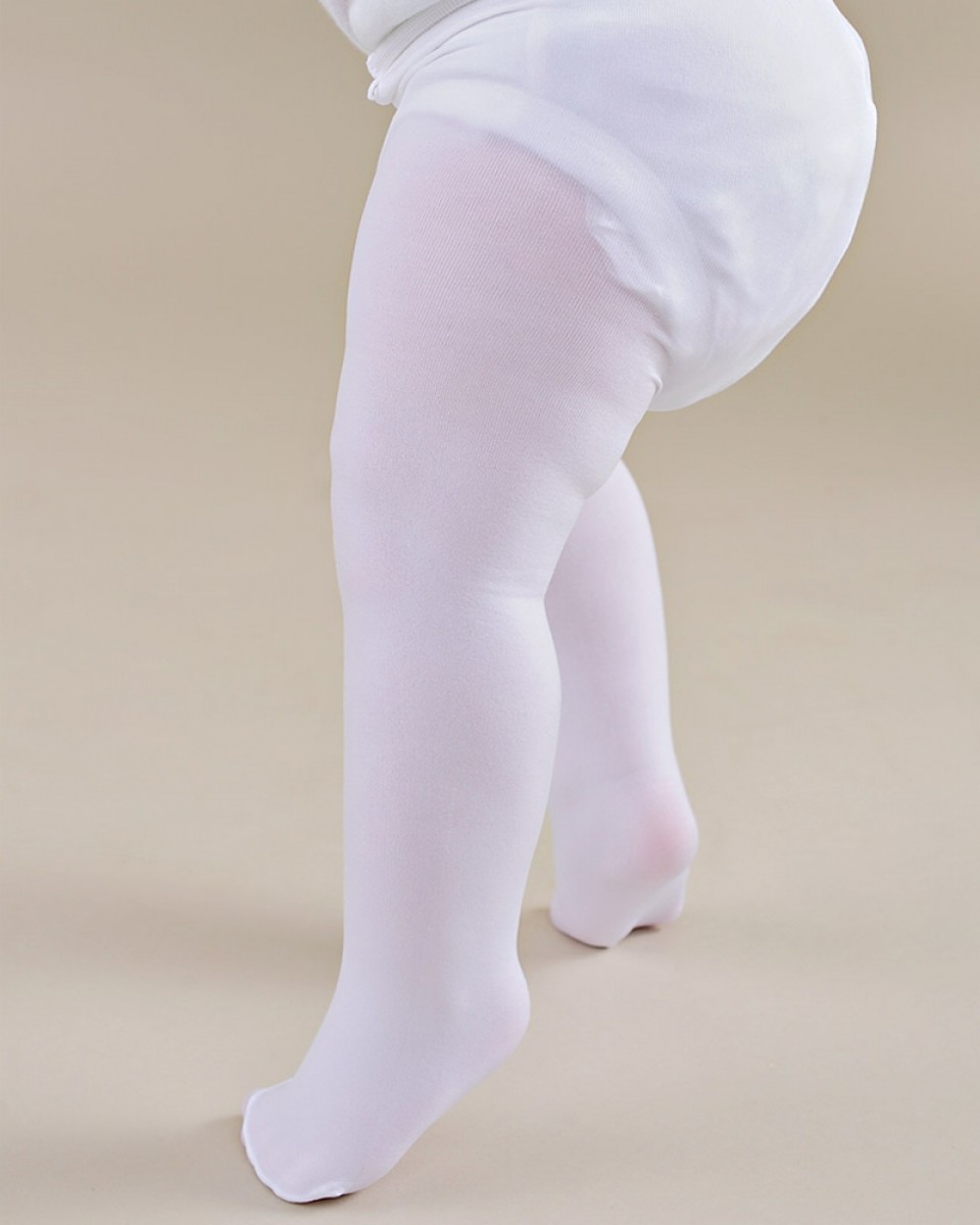 Childrens White Opaque Tights 