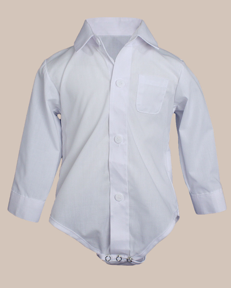 boys white button up dress shirt
