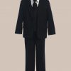 5 Piece Boy's 2 Button Jacket 4 Button Vest Dress Suit   Black - One Small Child